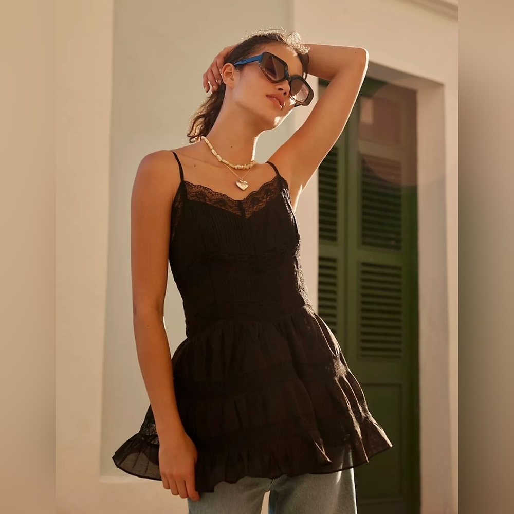 Free People Somebody To Love Black Lace Mini Dress
